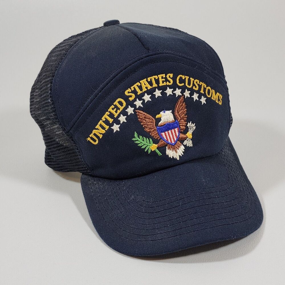 United States Customs Hat Snapback Vintage 80s Mesh Made In USA Trucker Cap